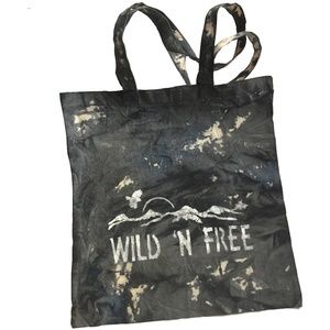 Hand stained, stenciled beach or grocery tote bag.